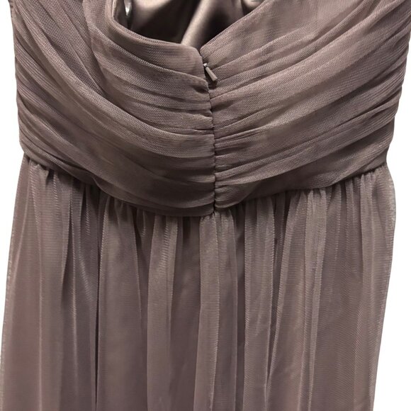 Amsale Womens Brown Strapless Ruched Bodice Chiffon Formal Gown Size 8 - Picture 6 of 8